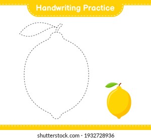 Handwriting practice. Tracing lines of Lemon. Educational children game, printable worksheet, vector illustration