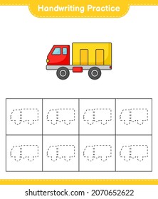 Handwriting practice. Tracing lines of Lorry. Educational children game, printable worksheet, vector illustration