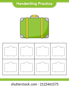 Handwriting practice. Tracing lines of Luggage. Educational children game, printable worksheet, vector illustration