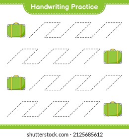 Handwriting practice. Tracing lines of Luggage. Educational children game, printable worksheet, vector illustration