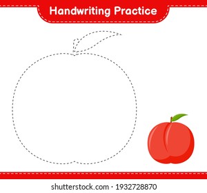 Handwriting practice. Tracing lines of Nectarine. Educational children game, printable worksheet, vector illustration