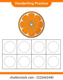 Handwriting practice. Tracing lines of Orange. Educational children game, printable worksheet, vector illustration