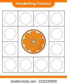 Handwriting practice. Tracing lines of Orange. Educational children game, printable worksheet, vector illustration