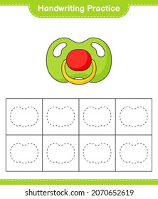 Práctica de escritura a mano. Rastreo de líneas de Pacificador. Juego infantil educativo, hoja de cálculo imprimible, ilustración vectorial
