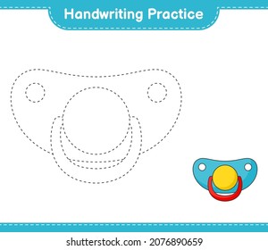 Handwriting practice. Tracing lines of Pacifier. Educational children game, printable worksheet, vector illustration