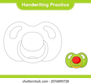 Handwriting practice. Tracing lines of Pacifier. Educational children game, printable worksheet, vector illustration
