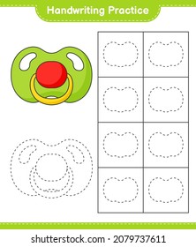 Handwriting practice. Tracing lines of Pacifier. Educational children game, printable worksheet, vector illustration