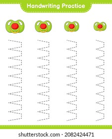 Handwriting practice. Tracing lines of Pacifier. Educational children game, printable worksheet, vector illustration