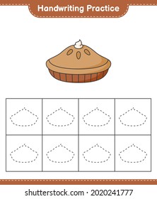 Handwriting practice. Tracing lines of Pie. Educational children game, printable worksheet, vector illustration