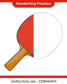 Handwriting practice. Tracing lines of Ping Pong Racket. Educational children game, printable worksheet, vector illustration