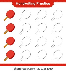 Handwriting practice. Tracing lines of Ping Pong Racket. Educational children game, printable worksheet, vector illustration