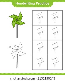 Práctica de escritura a mano. Rastreo de las líneas de las ruedas. Juego infantil educativo, hoja de cálculo imprimible, ilustración vectorial