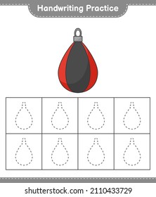 Práctica de escritura a mano. Seguimiento de líneas de la bolsa de punzonado. Juego infantil educativo, hoja de cálculo imprimible, ilustración vectorial