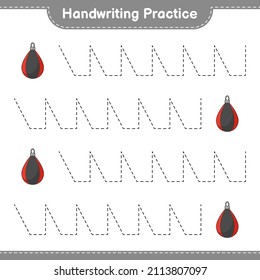 Handwriting practice. Tracing lines of Punching Bag. Educational children game, printable worksheet, vector illustration
