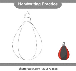 Handwriting practice. Tracing lines of Punching Bag. Educational children game, printable worksheet, vector illustration