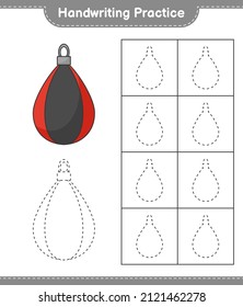 Handwriting practice. Tracing lines of Punching Bag. Educational children game, printable worksheet, vector illustration
