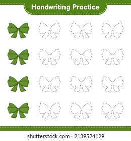 Handwriting practice. Tracing lines of Ribbon. Educational children game, printable worksheet, vector illustration