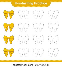 Handwriting practice. Tracing lines of Ribbon. Educational children game, printable worksheet, vector illustration