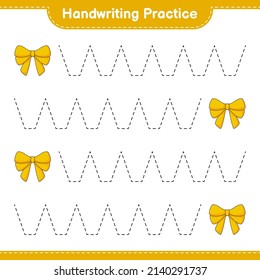 Handwriting practice. Tracing lines of Ribbon. Educational children game, printable worksheet, vector illustration