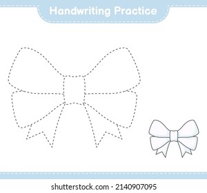 Handwriting practice. Tracing lines of Ribbon. Educational children game, printable worksheet, vector illustration