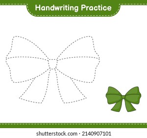 Handwriting practice. Tracing lines of Ribbon. Educational children game, printable worksheet, vector illustration