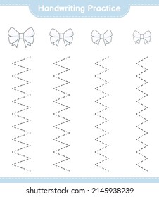 Handwriting practice. Tracing lines of Ribbon. Educational children game, printable worksheet, vector illustration