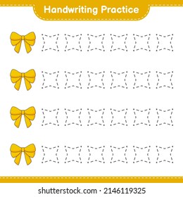 Handwriting practice. Tracing lines of Ribbon. Educational children game, printable worksheet, vector illustration
