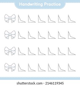 Handwriting practice. Tracing lines of Ribbon. Educational children game, printable worksheet, vector illustration