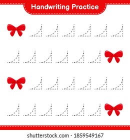 Handwriting practice. Tracing lines of Ribbons. Educational children game, printable worksheet, vector illustration