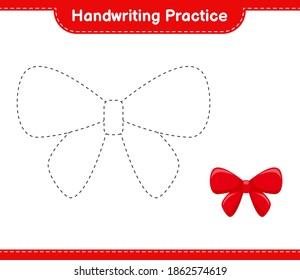 Handwriting practice. Tracing lines of Ribbons. Educational children game, printable worksheet, vector illustration