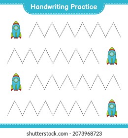 Handwriting Practice Tracing Lines Rocket Educational Stock Vector ...