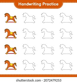 Práctica de escritura a mano. Trazando líneas de caballo rocoso. Juego infantil educativo, hoja de cálculo imprimible, ilustración vectorial