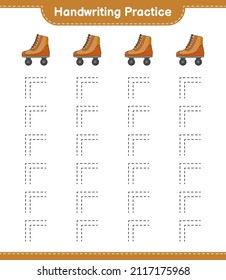 Handschriftübungen. Rennstrecken für Rollschuh. Kinderspiel, druckbares Arbeitsblatt, Vektorgrafik