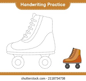 Handwriting practice. Tracing lines of Roller Skate. Educational children game, printable worksheet, vector illustration