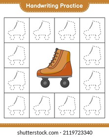 Handwriting practice. Tracing lines of Roller Skate. Educational children game, printable worksheet, vector illustration
