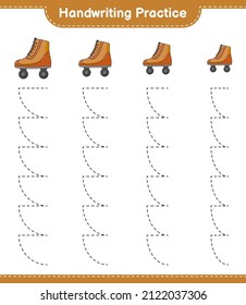 Handwriting practice. Tracing lines of Roller Skate. Educational children game, printable worksheet, vector illustration