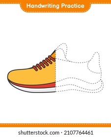 Handwriting practice. Tracing lines of Running Shoes. Educational children game, printable worksheet, vector illustration