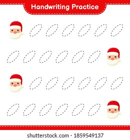 Handwriting practice. Tracing lines of Santa Claus. Educational children game, printable worksheet, vector illustration