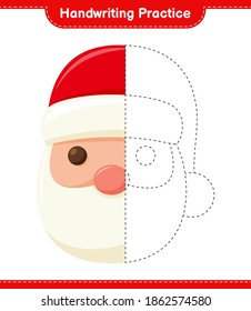Práctica de escritura a mano. Rastrear las líneas de Santa Claus. Juego infantil educativo, hoja de cálculo imprimible, ilustración vectorial