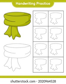 Práctica de escritura a mano. Rastreo de líneas de Scarf. Juego infantil educativo, hoja de cálculo imprimible, ilustración vectorial
