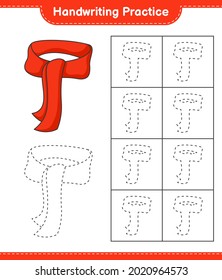 Práctica de escritura a mano. Rastreo de líneas de Scarf. Juego infantil educativo, hoja de cálculo imprimible, ilustración vectorial