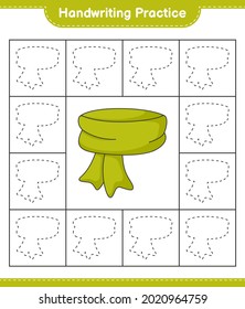 Handwriting practice. Tracing lines of Scarf. Educational children game, printable worksheet, vector illustration