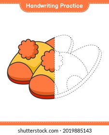 Handwriting practice. Tracing lines of Slippers. Educational children game, printable worksheet, vector illustration