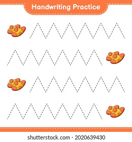 Handwriting practice. Tracing lines of Slippers. Educational children game, printable worksheet, vector illustration