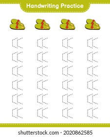 Handwriting practice. Tracing lines of Slippers. Educational children game, printable worksheet, vector illustration