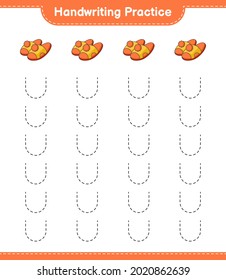 Handwriting practice. Tracing lines of Slippers. Educational children game, printable worksheet, vector illustration