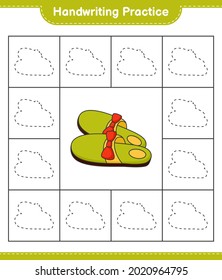 Handwriting practice. Tracing lines of Slippers. Educational children game, printable worksheet, vector illustration