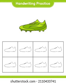 Handwriting practice. Tracing lines of Soccer Shoes. Educational children game, printable worksheet, vector illustration
