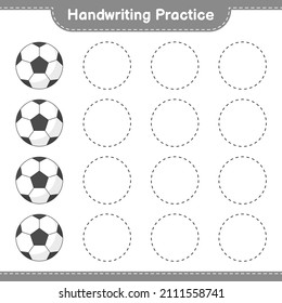 Handwriting practice. Tracing lines of Soccer Ball. Educational children game, printable worksheet, vector illustration