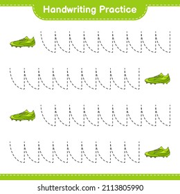 Handwriting practice. Tracing lines of Soccer Shoes. Educational children game, printable worksheet, vector illustration